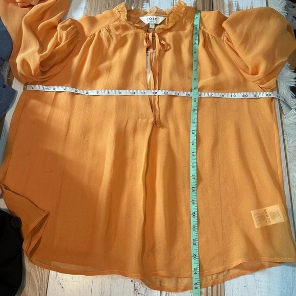 Joie The Jindrah Silk Long Sleeve Sheer Top Buckskin Size Medium - Picture 11 of 13